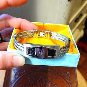 Brand New Men's Stainless Steel Silver and Black Bracelet